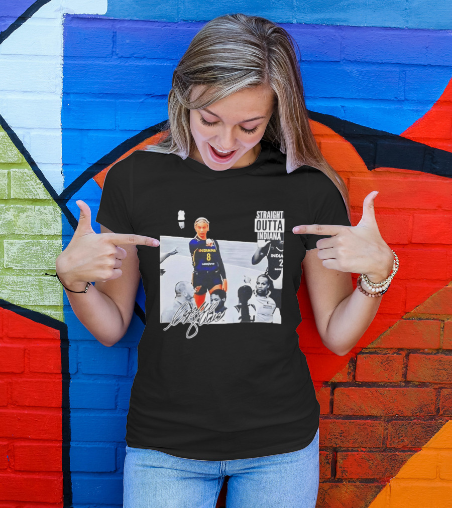Caitlin Clark Pointing Indiana Fever Basketball Player Straight Outta Indiana T-Shirt