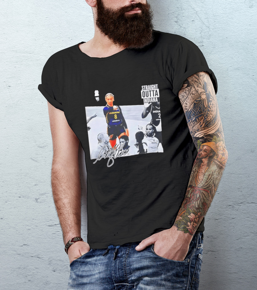 Caitlin Clark Pointing Indiana Fever Basketball Player Straight Outta Indiana T-Shirt