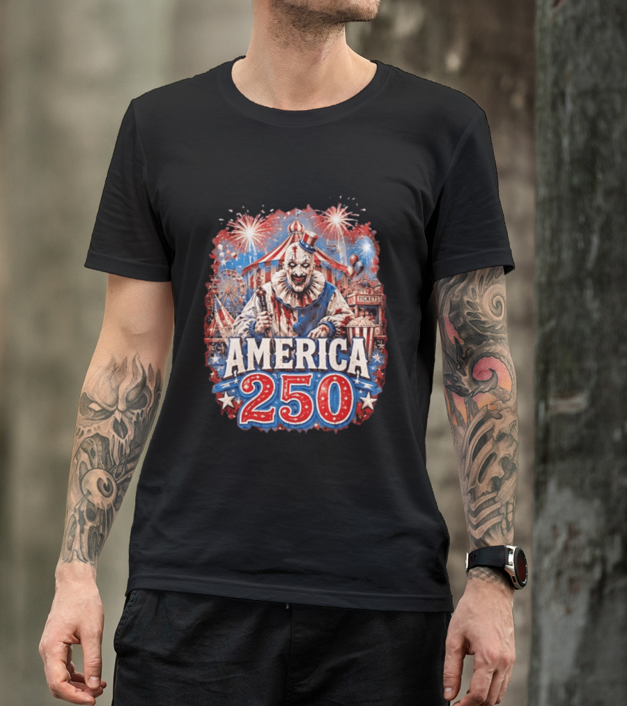 America 250 Clown Terrifier Carnival Fireworks Celebration T-Shirt