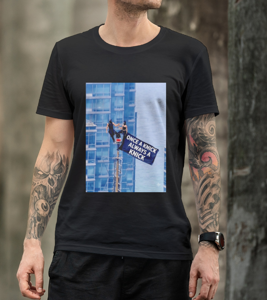 New York Knicks Once A Knick Always A Knick Flag Empire State Building NYC T-Shirt