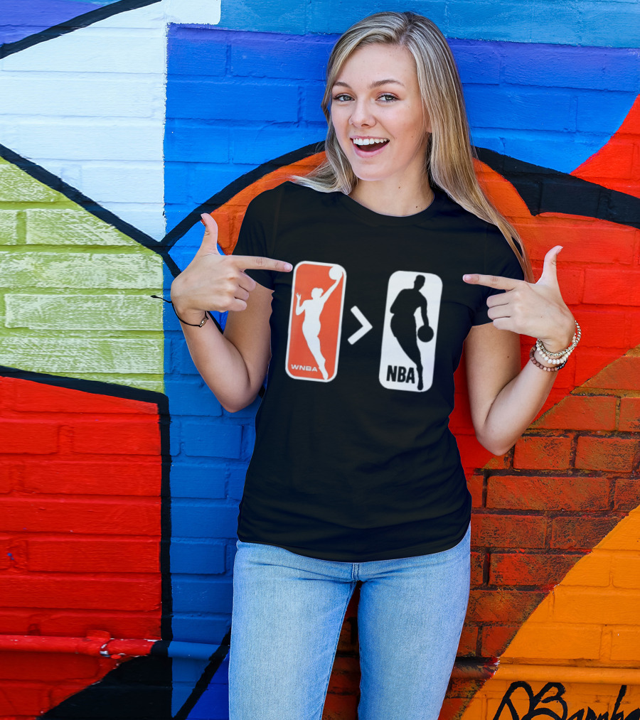 WNBA Logo Greater Than NBA Logo Comparison T-Shirt