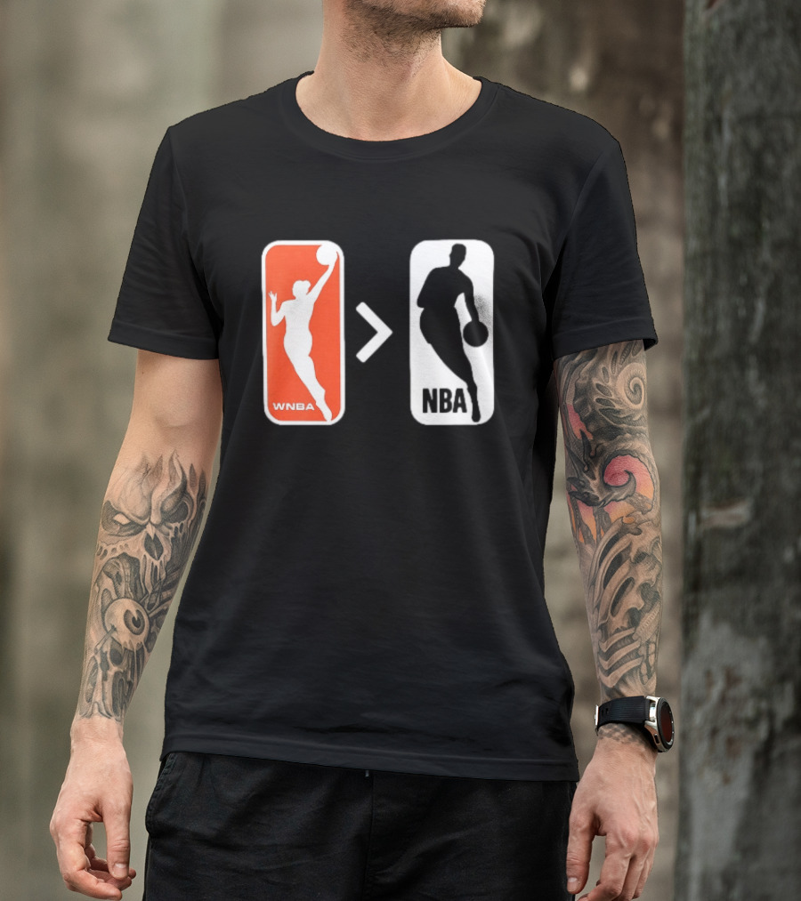 WNBA Logo Greater Than NBA Logo Comparison T-Shirt