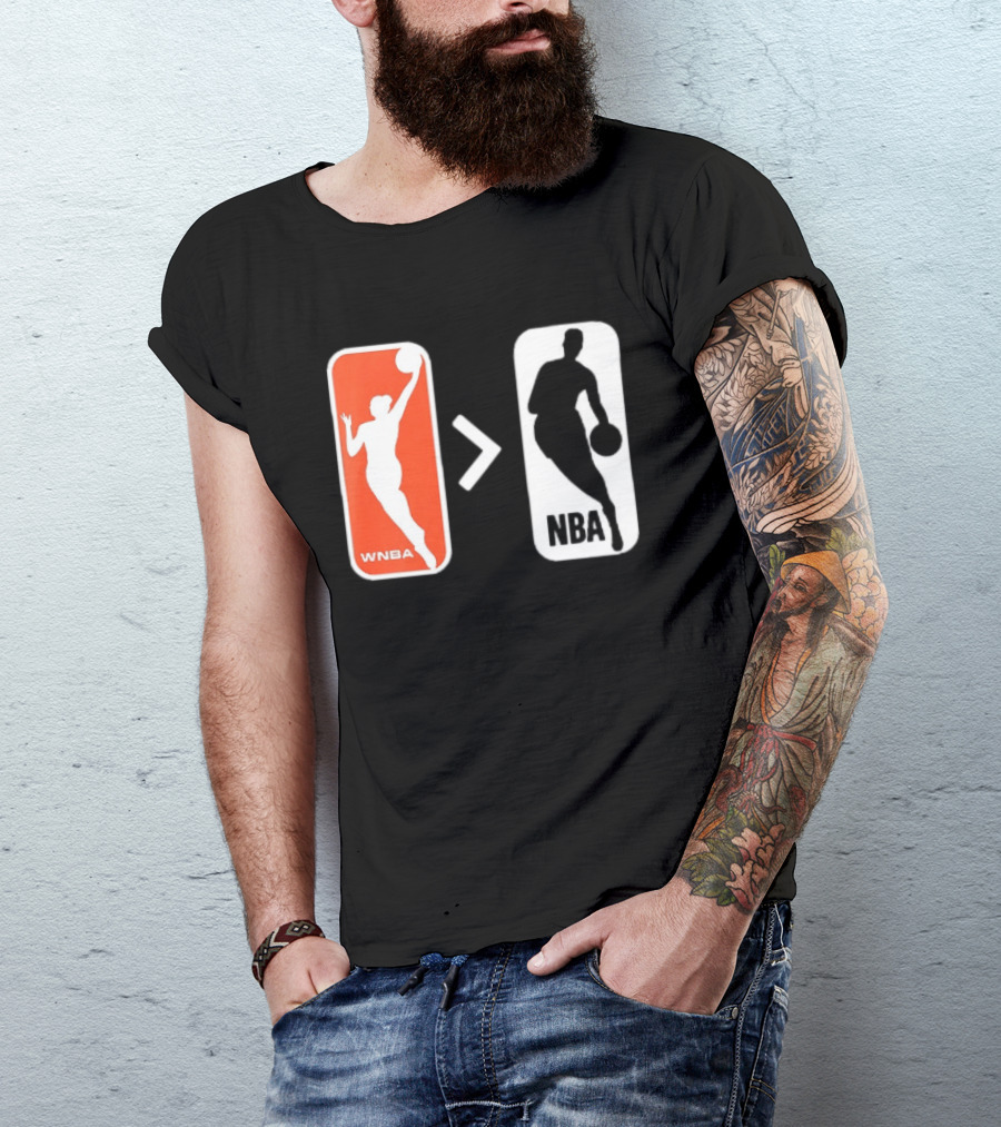 WNBA Logo Greater Than NBA Logo Comparison T-Shirt