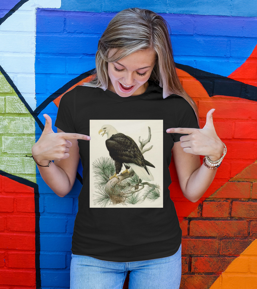 Roger Tory Peterson Bald Eagle Illustration On Stone Background 2026 T-Shirt