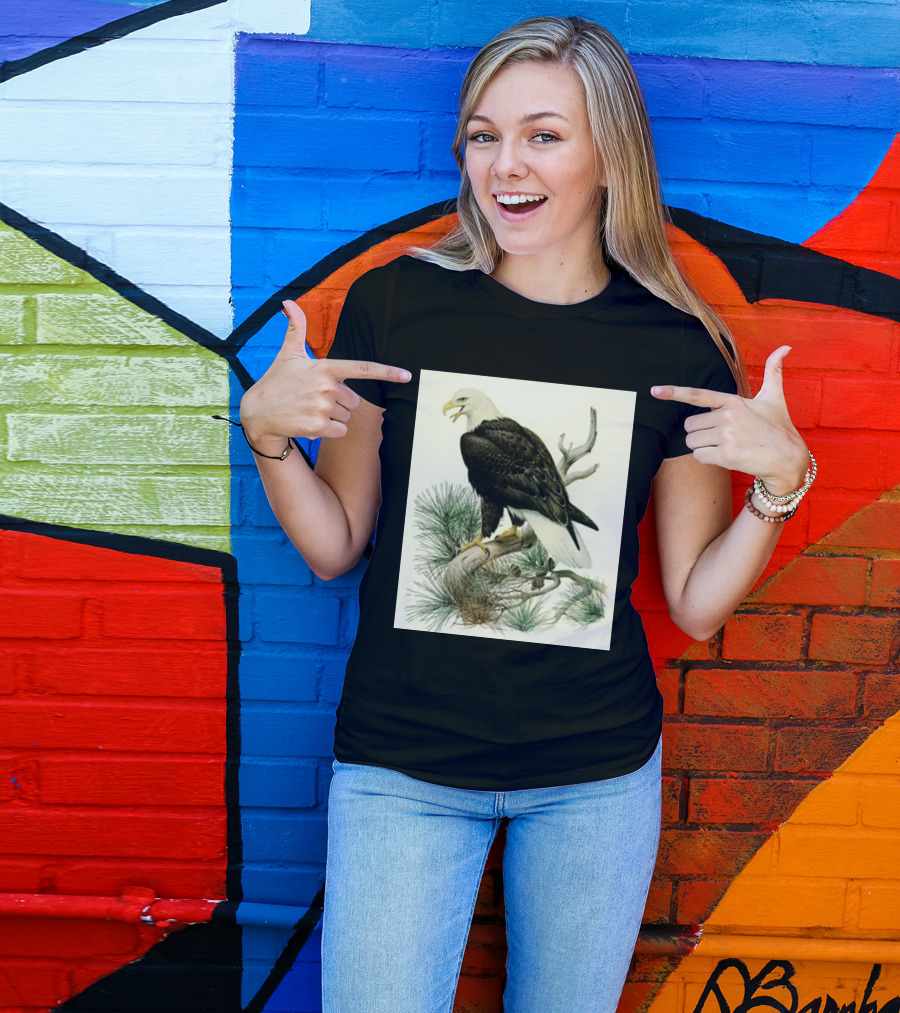 Roger Tory Peterson Bald Eagle Illustration On Stone Background 2026 T-Shirt
