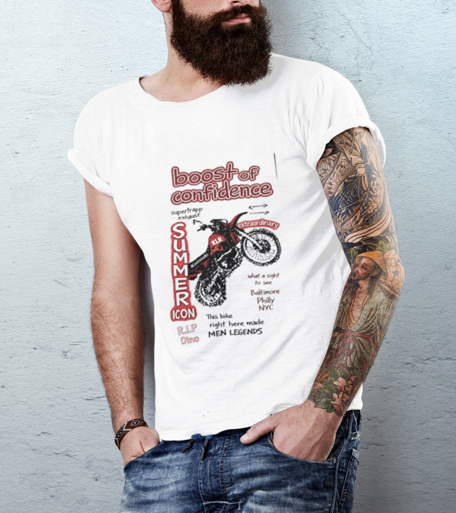Boost Of Confidence Kawasaki KLR Summer Icon RIP Dino Men Legends T-Shirt