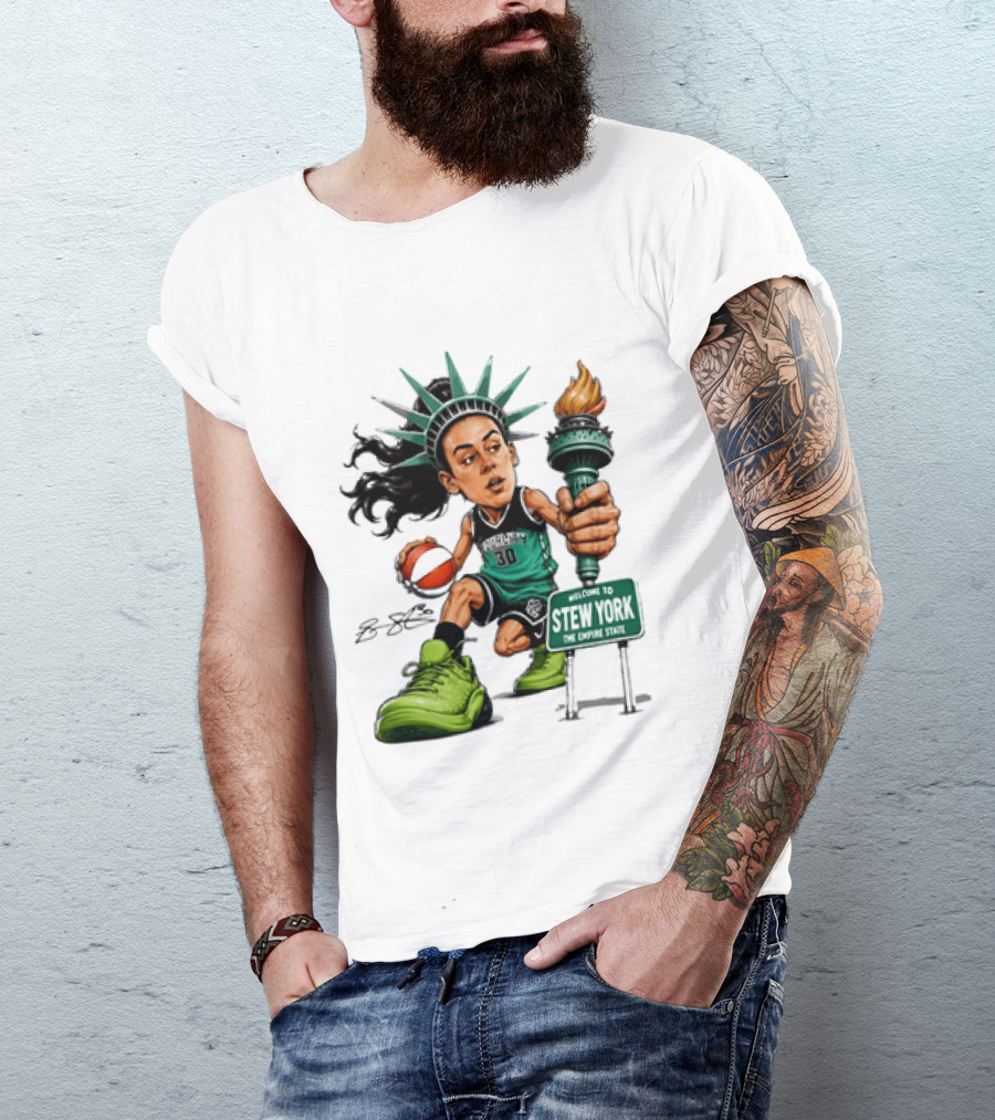 New York Liberty Breanna Stewart Stew York Torch Statue Basketball T-Shirt
