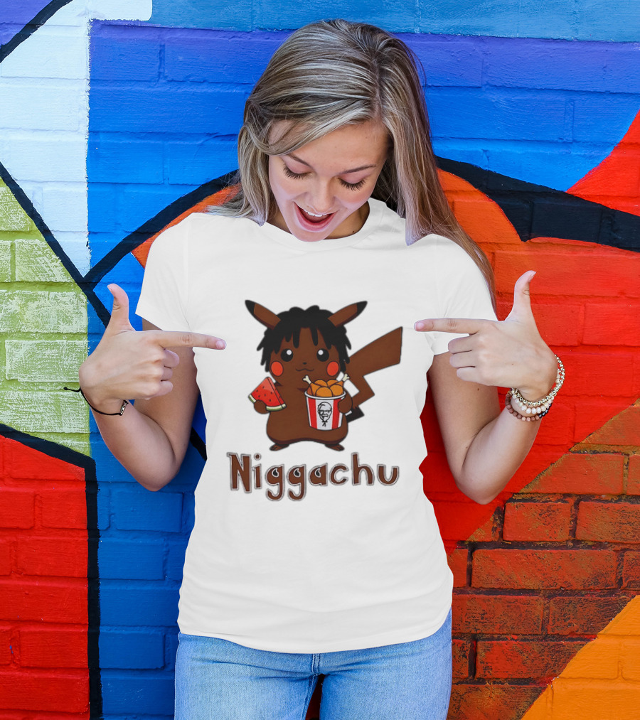 Niggachu Pikachu With Fried Chicken And Watermelon T-Shirt