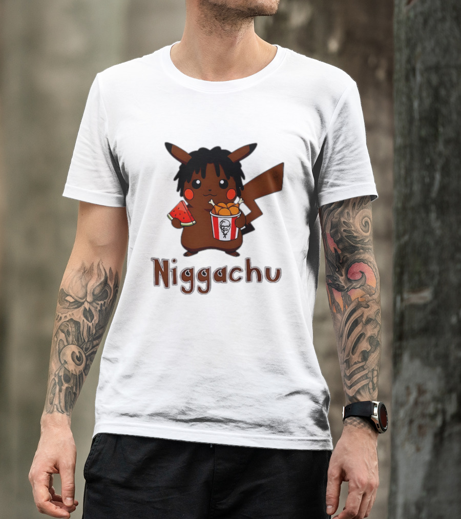 Niggachu Pikachu With Fried Chicken And Watermelon T-Shirt