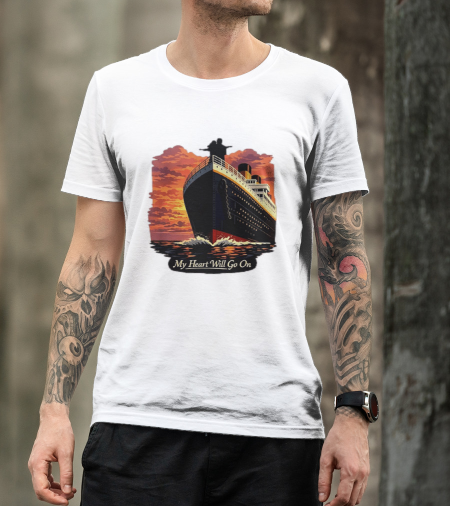 Titanic Sunset Scene My Heart Will Go On Jack And Rose T-Shirt