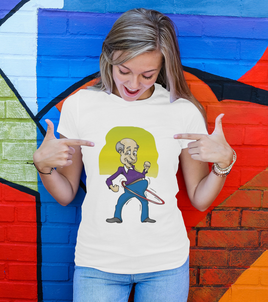 Elderly Man Hula Hooping Joyfully With Fist Pump T-Shirt
