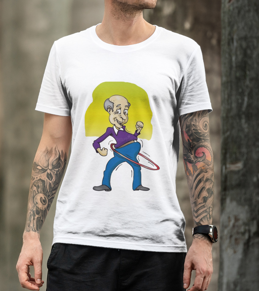 Elderly Man Hula Hooping Joyfully With Fist Pump T-Shirt