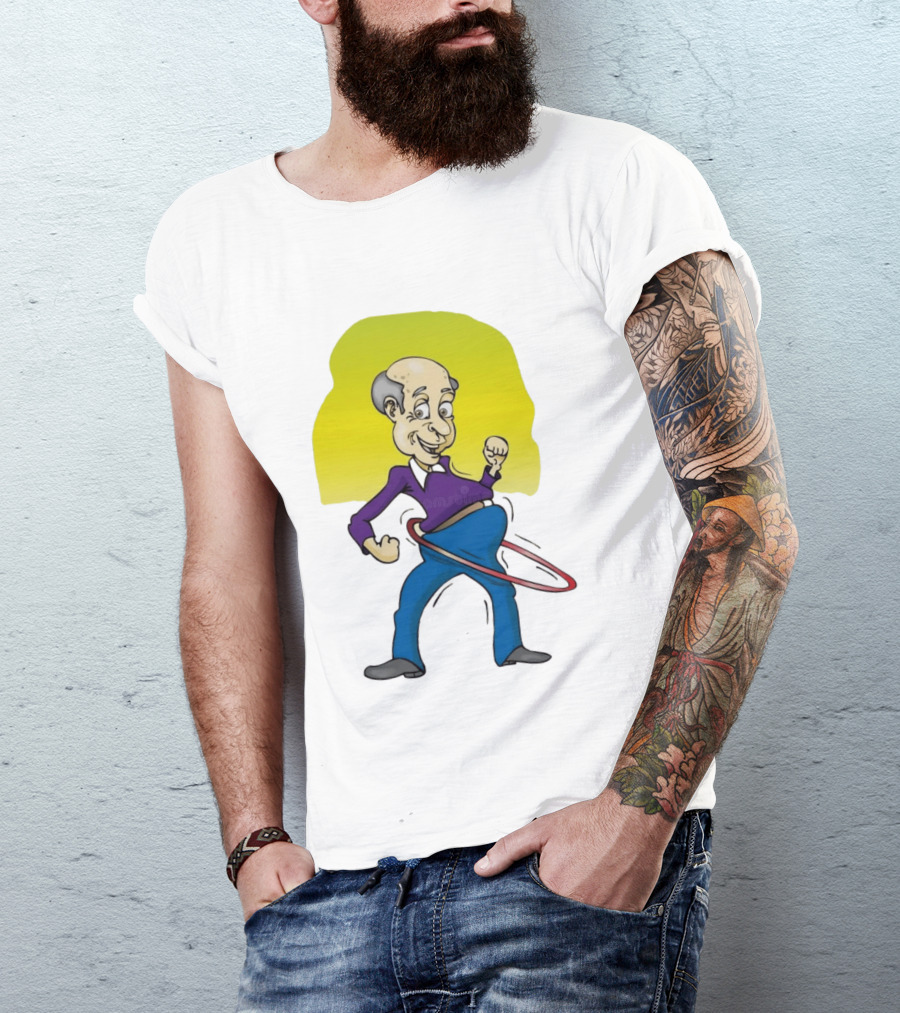 Elderly Man Hula Hooping Joyfully With Fist Pump T-Shirt