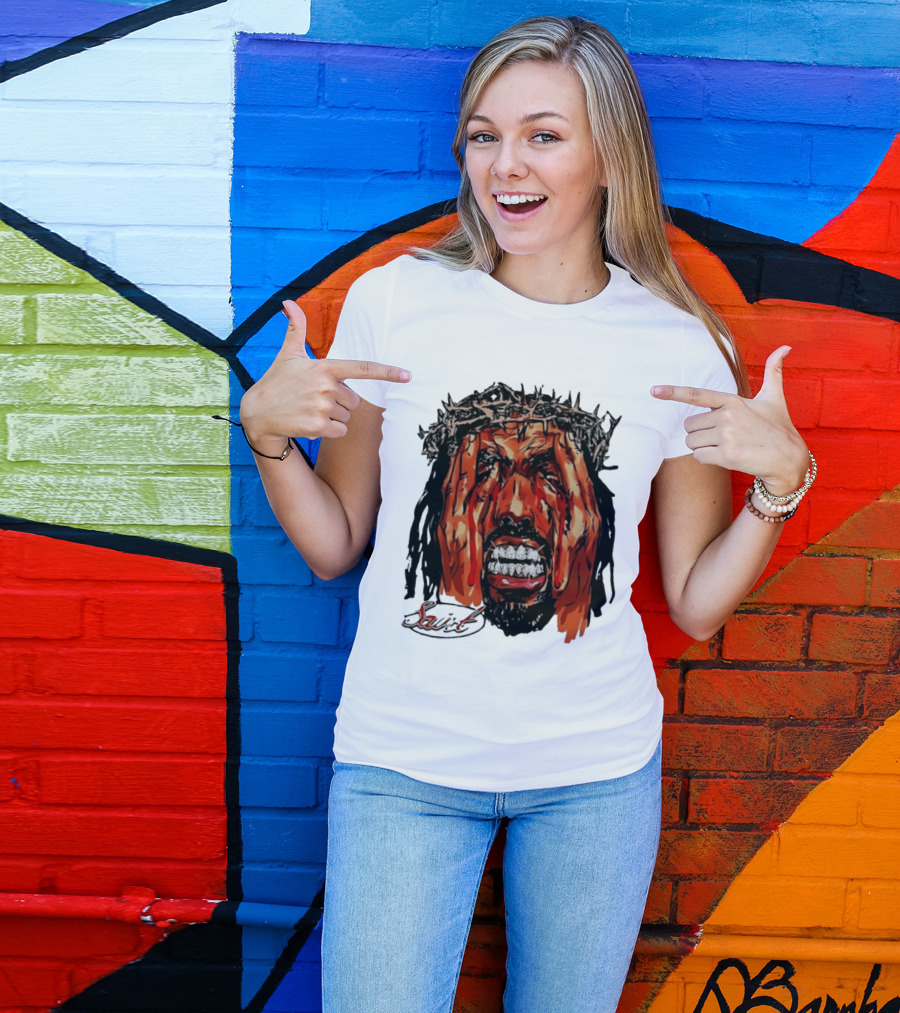 Saint Jesus Crown Of Thorns Diamond Grillz T-Shirt