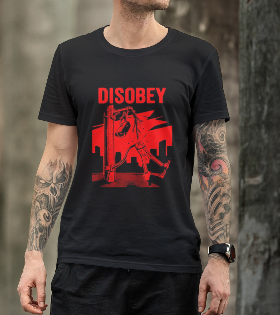 DISOBEY Surveillance Camera Wire Cutting Protest Stencil T-Shirt