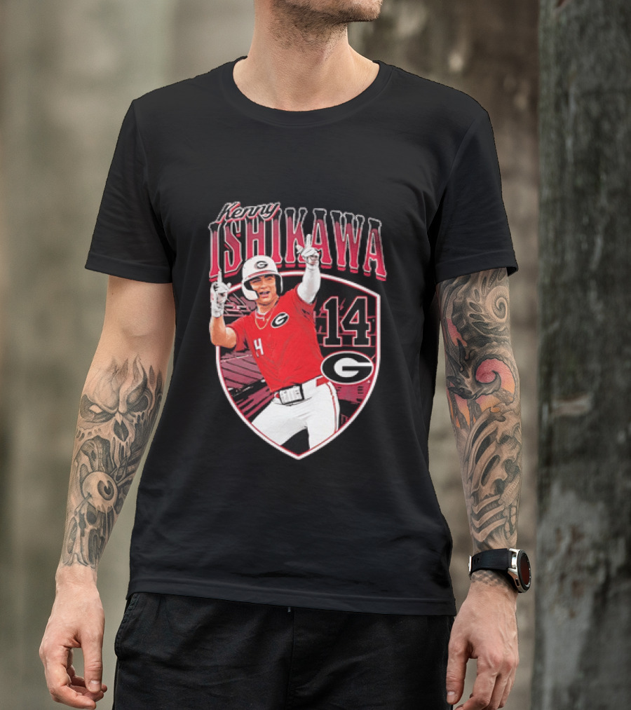 Kenny Ishikawa Georgia Bulldogs 14 Action Pose T-Shirt