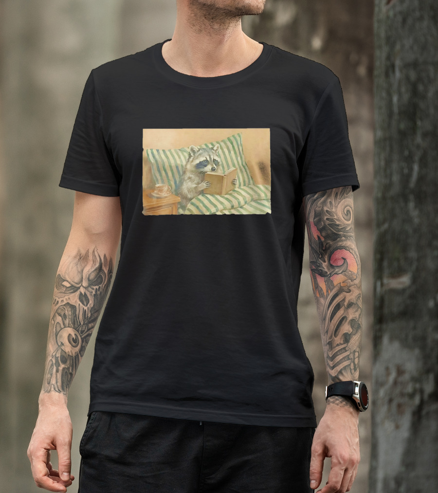 Probably Reading Trash Raccoon Bookworm Cozy T-Shirt