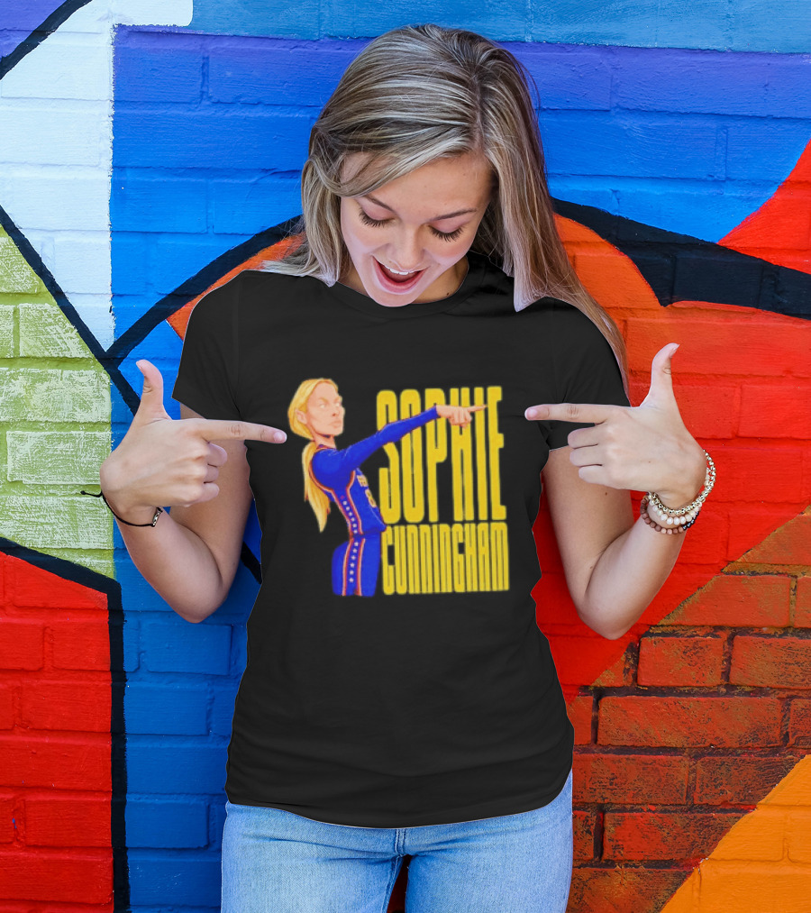 Sophie Cunningham Cartoon Indiana Fever Pointing T-Shirt