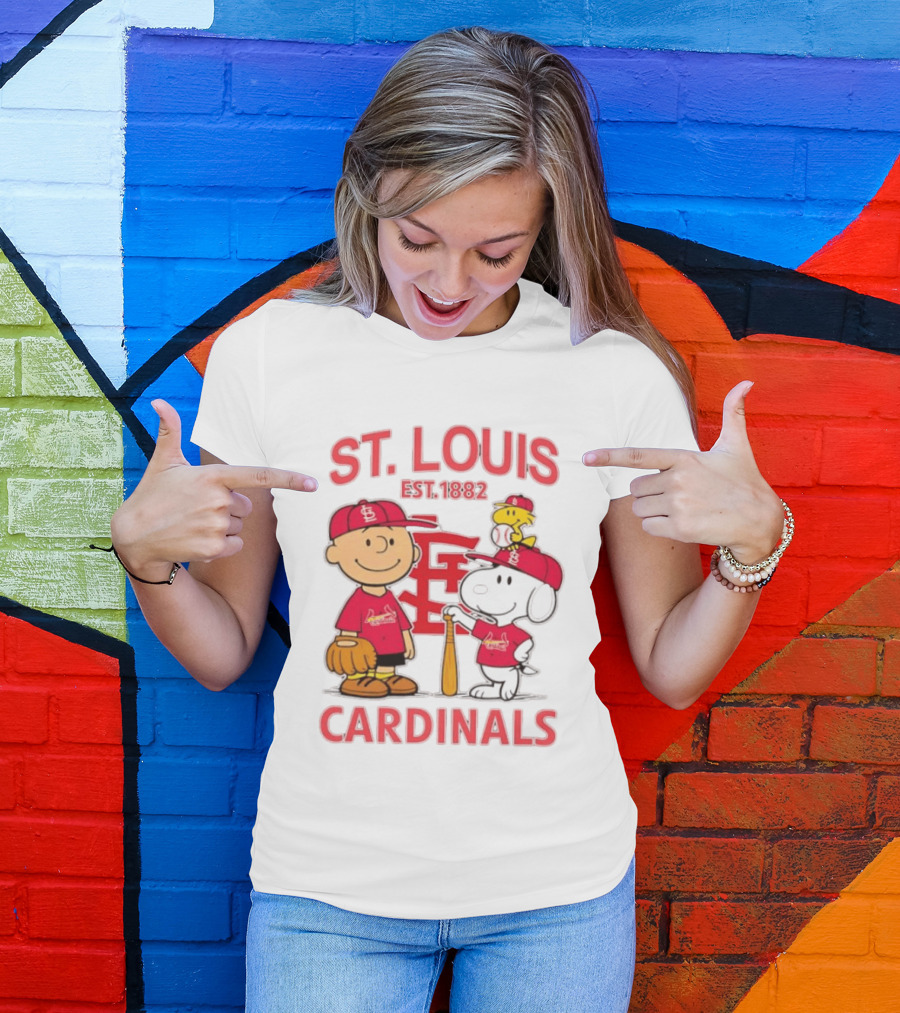 St. Louis Cardinals Est 1882 Charlie Brown Snoopy Woodstock MLB T-Shirt