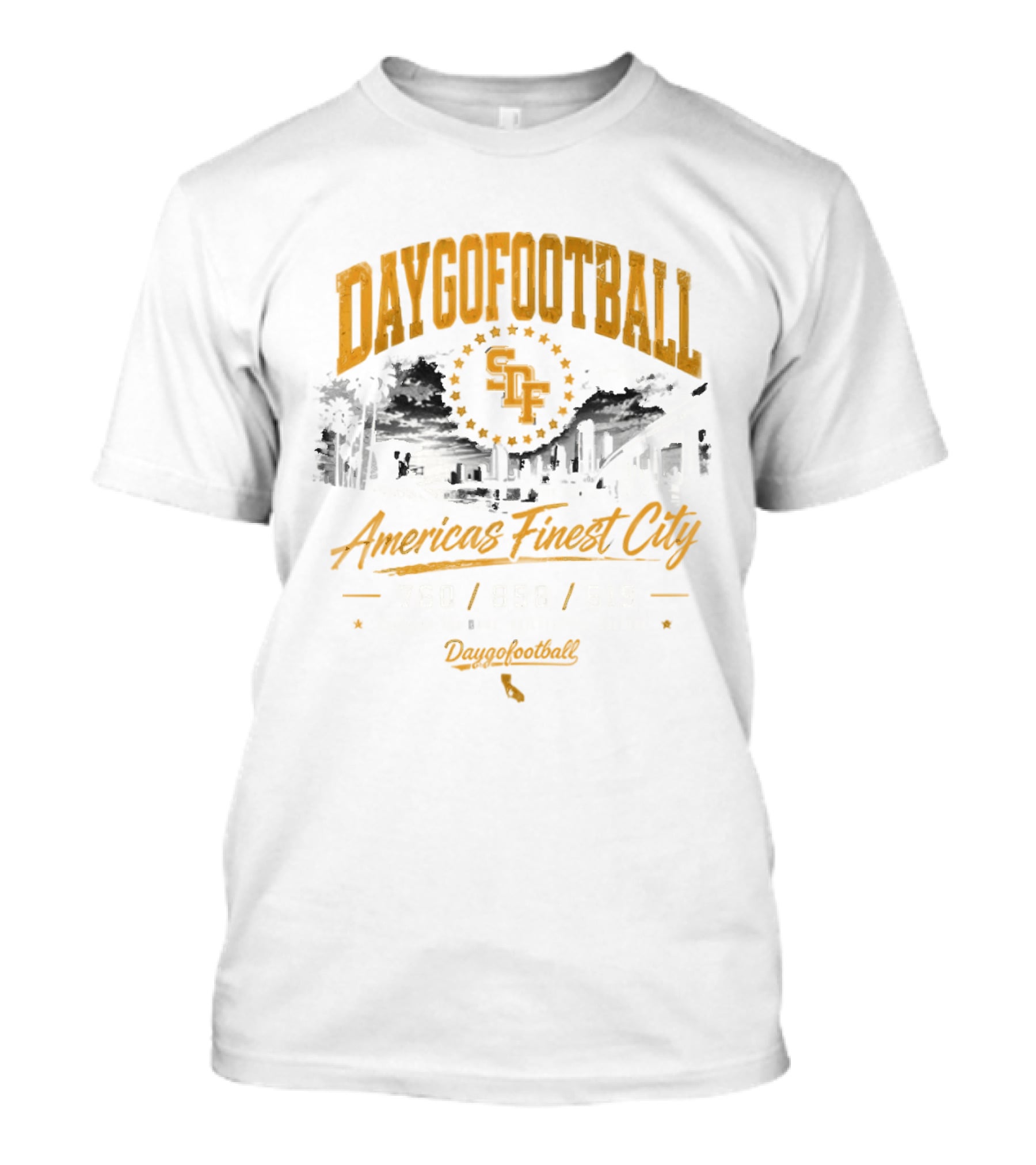 Daygo Football San Diego America's Finest City 760 858 619 California SDP Stadium T-Shirt