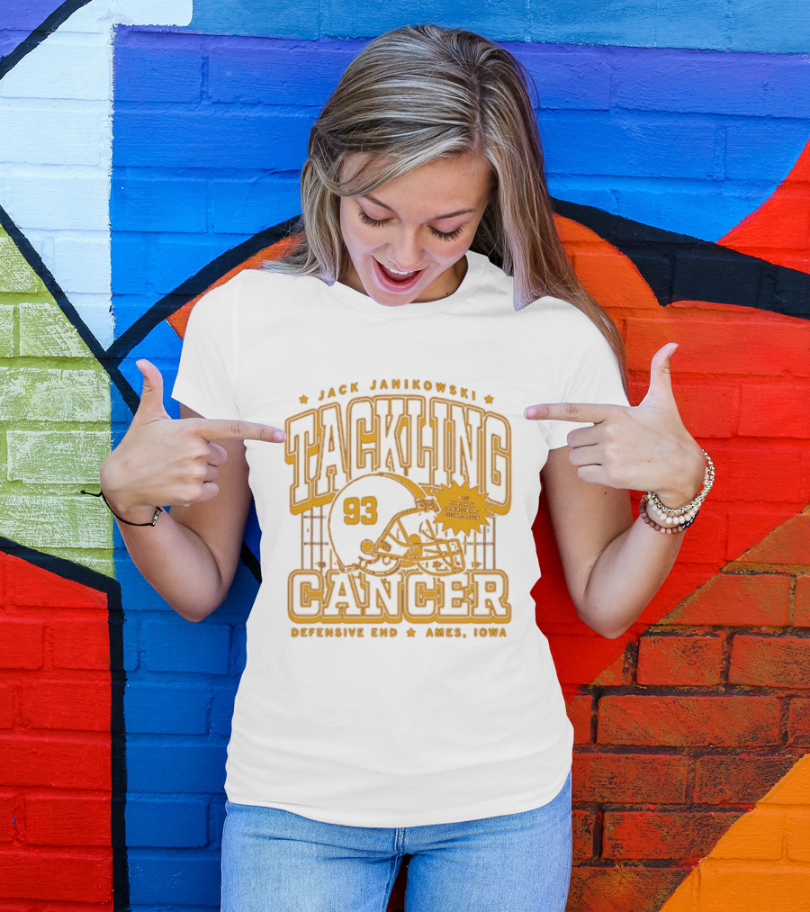 Jack Janikowski Tackling Cancer Defensive End 93 Ames Iowa Schmidt Foundation T-Shirt