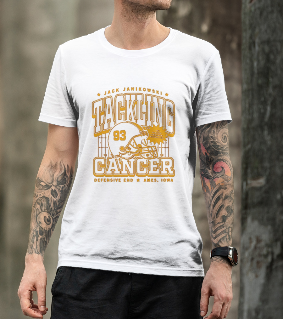 Jack Janikowski Tackling Cancer Defensive End 93 Ames Iowa Schmidt Foundation T-Shirt