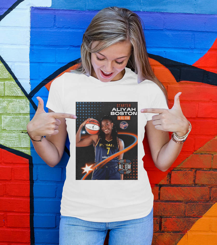 Starter Aliyah Boston 4x All Star Ind State Fever AT&T WNBA All Star 2026 Chicago T-Shirt