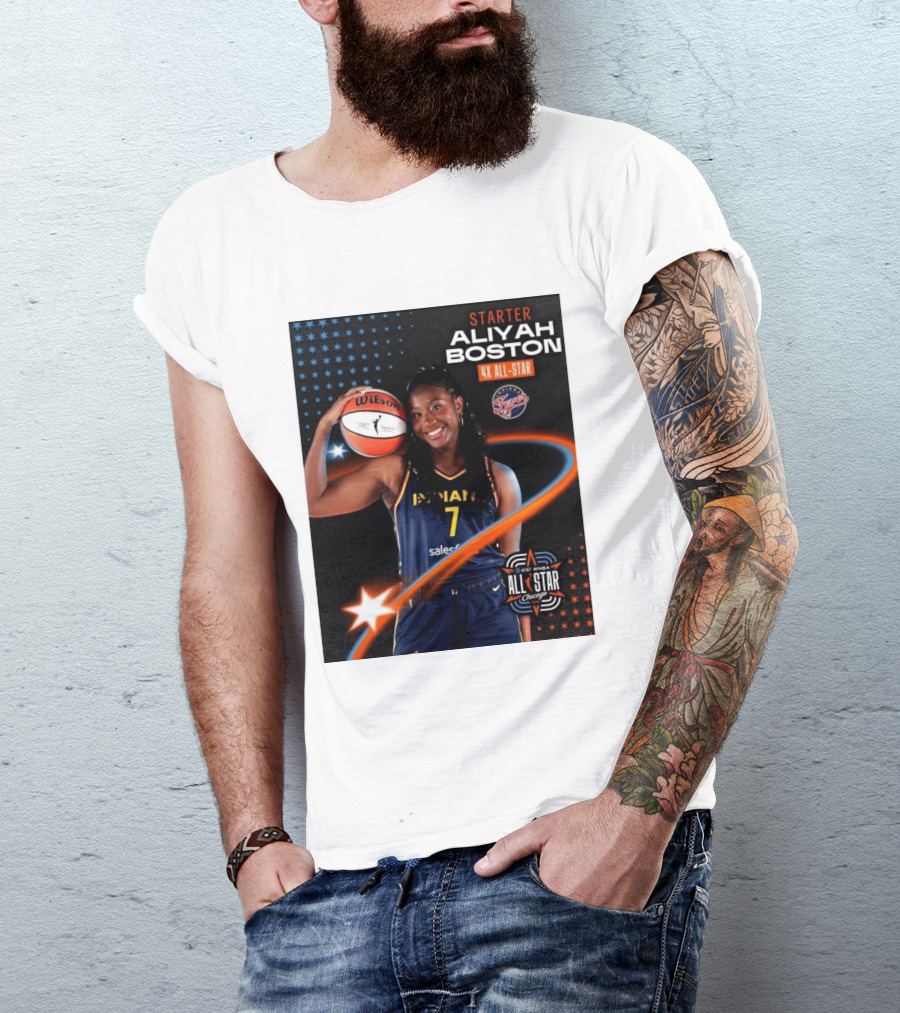 Starter Aliyah Boston 4x All Star Ind State Fever AT&T WNBA All Star 2026 Chicago T-Shirt