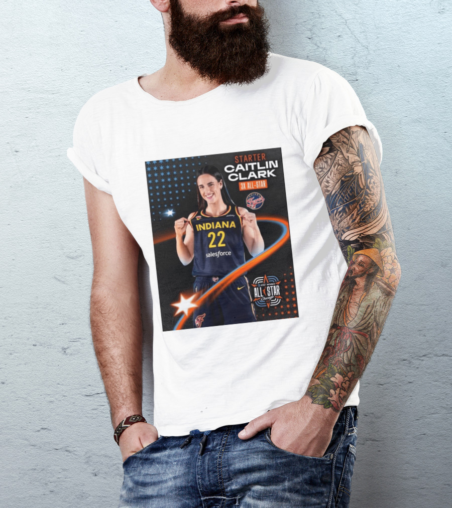 Starter Caitlin Clark Indiana 3X All Star Fever AT&T WNBA All Star Chicago T-Shirt