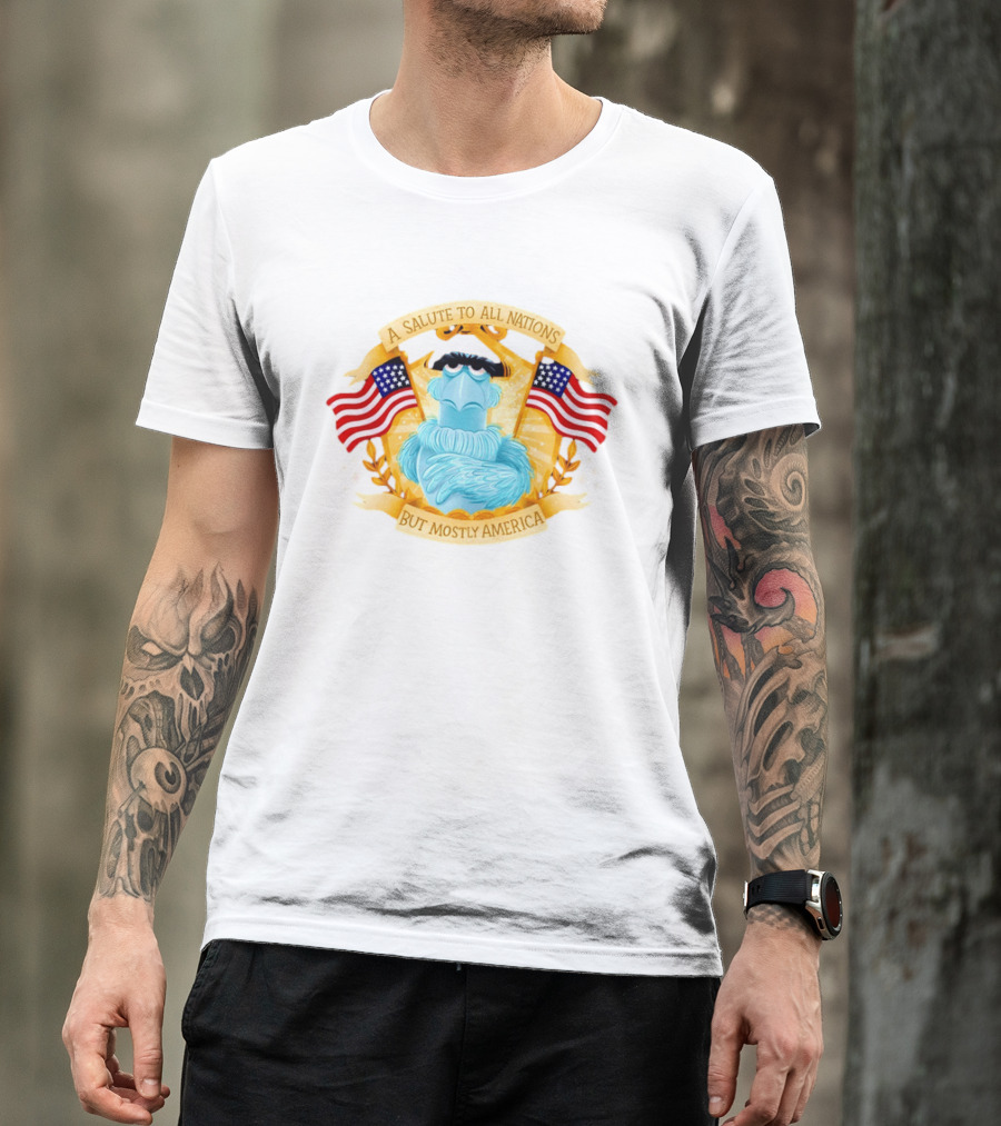 Sam The Eagle 2026 A Salute To All Nations But Mostly America American Flag The Muppets T-Shirt