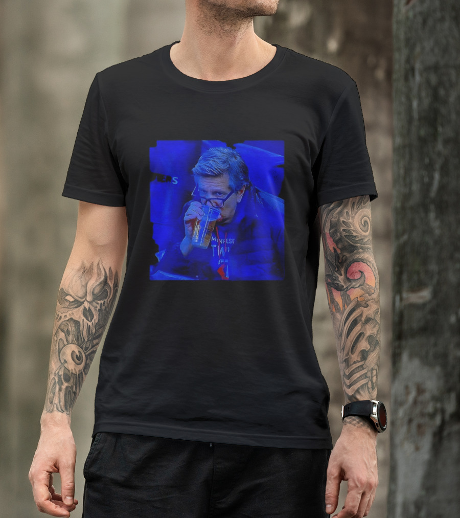 Minnesota Timberwolves Chris Finch NBA Basketball Drinking Beer Image T-Shirt