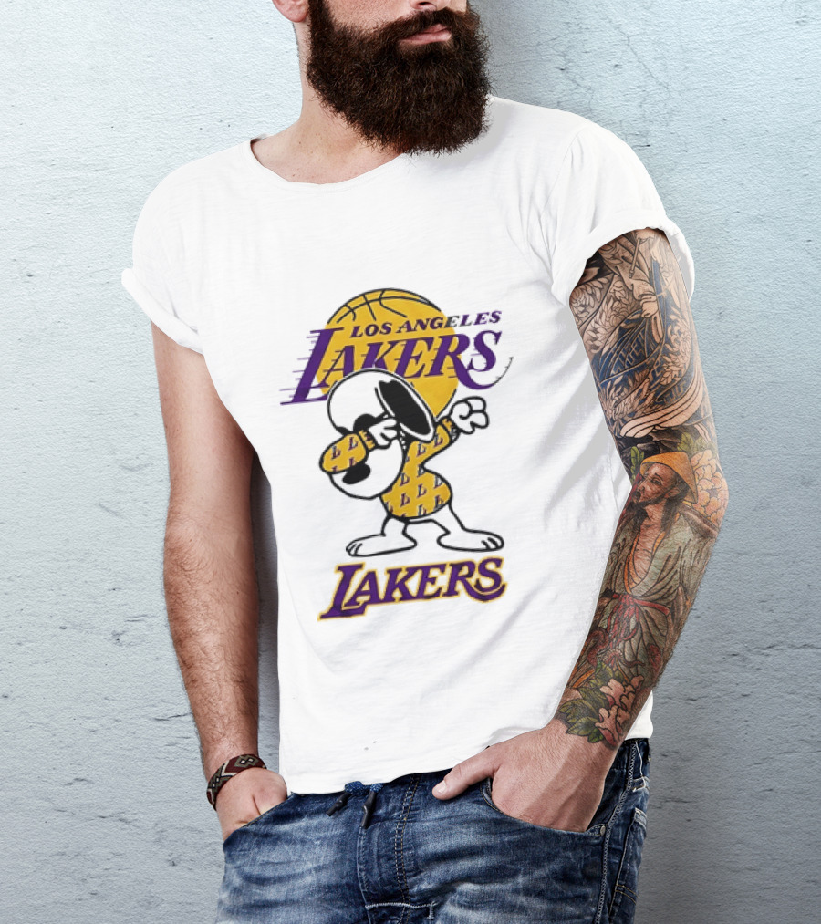 Dabbing Snoopy Los Angeles Lakers Basketball Mashup T-Shirt