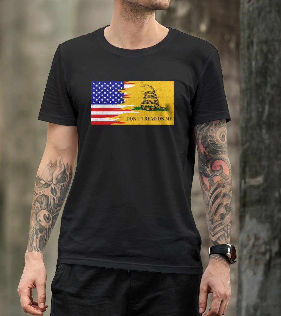 Don't Tread On Me American Flag Gadsden Snake T-Shirt