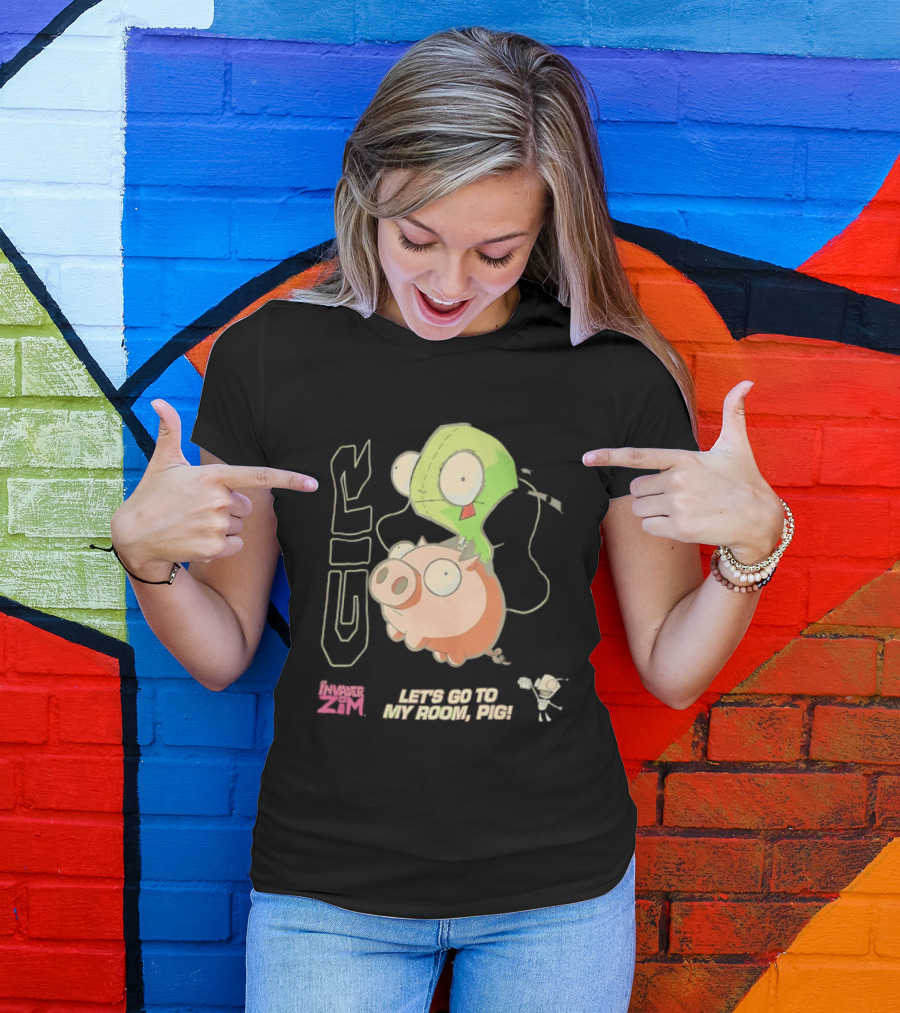 GIR Invader Zim Let's Go To My Room Pig Ride Adventure T-Shirt