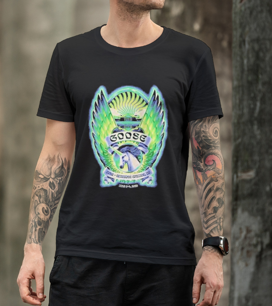 Goose The Band Saratoga Springs July 3 4 2026 Winged Horse New York Concert Tour T-Shirt