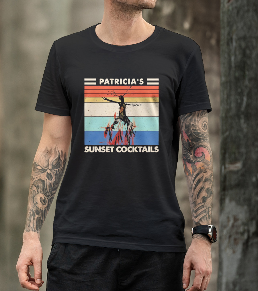 Patricia's Sunset Cocktails Vintage Beach Stripes T-Shirt