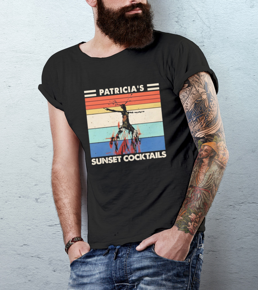 Patricia's Sunset Cocktails Vintage Beach Stripes T-Shirt