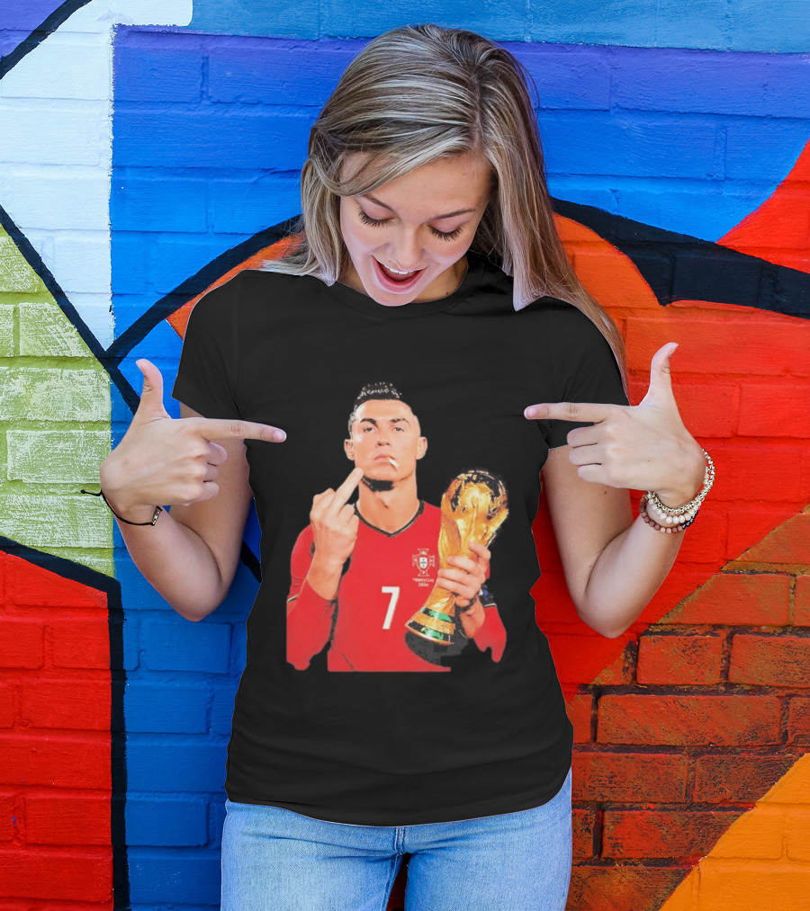 Cristiano Ronaldo Portugal 7 Middle Finger World Cup Trophy T-Shirt