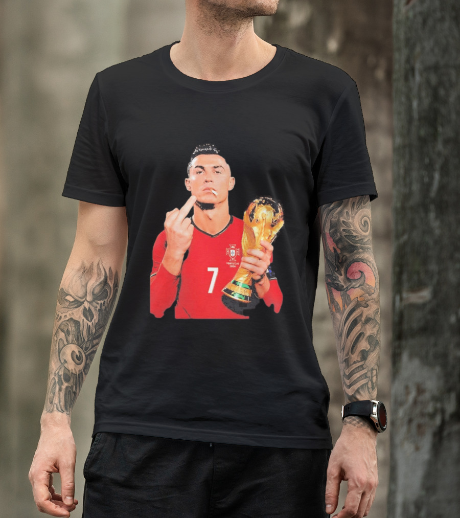 Cristiano Ronaldo Portugal 7 Middle Finger World Cup Trophy T-Shirt