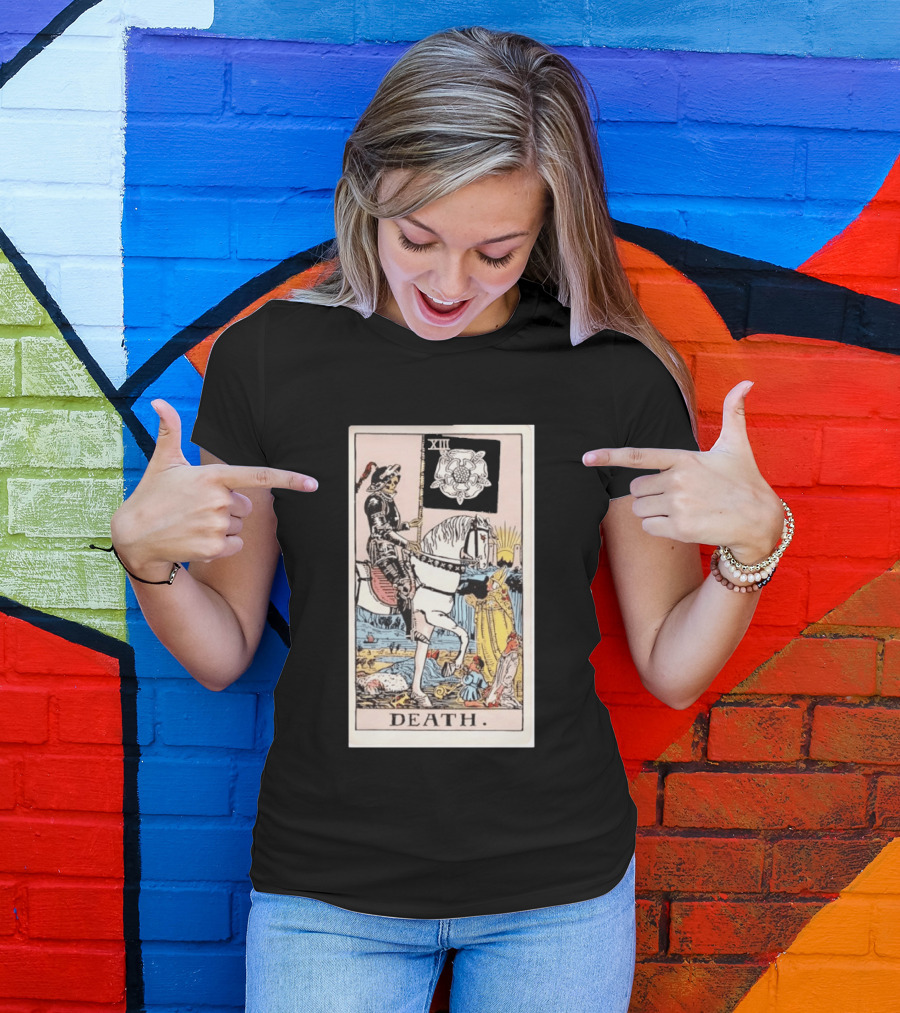 XIII Death Rider Of The Apocalypse Tarot Card Skeleton On Horse Flag XIII T-Shirt