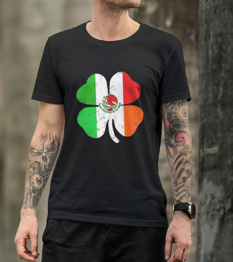 Mexican Irish Shamrock Flag St Patrick's Mexico Ireland Unity T-Shirt