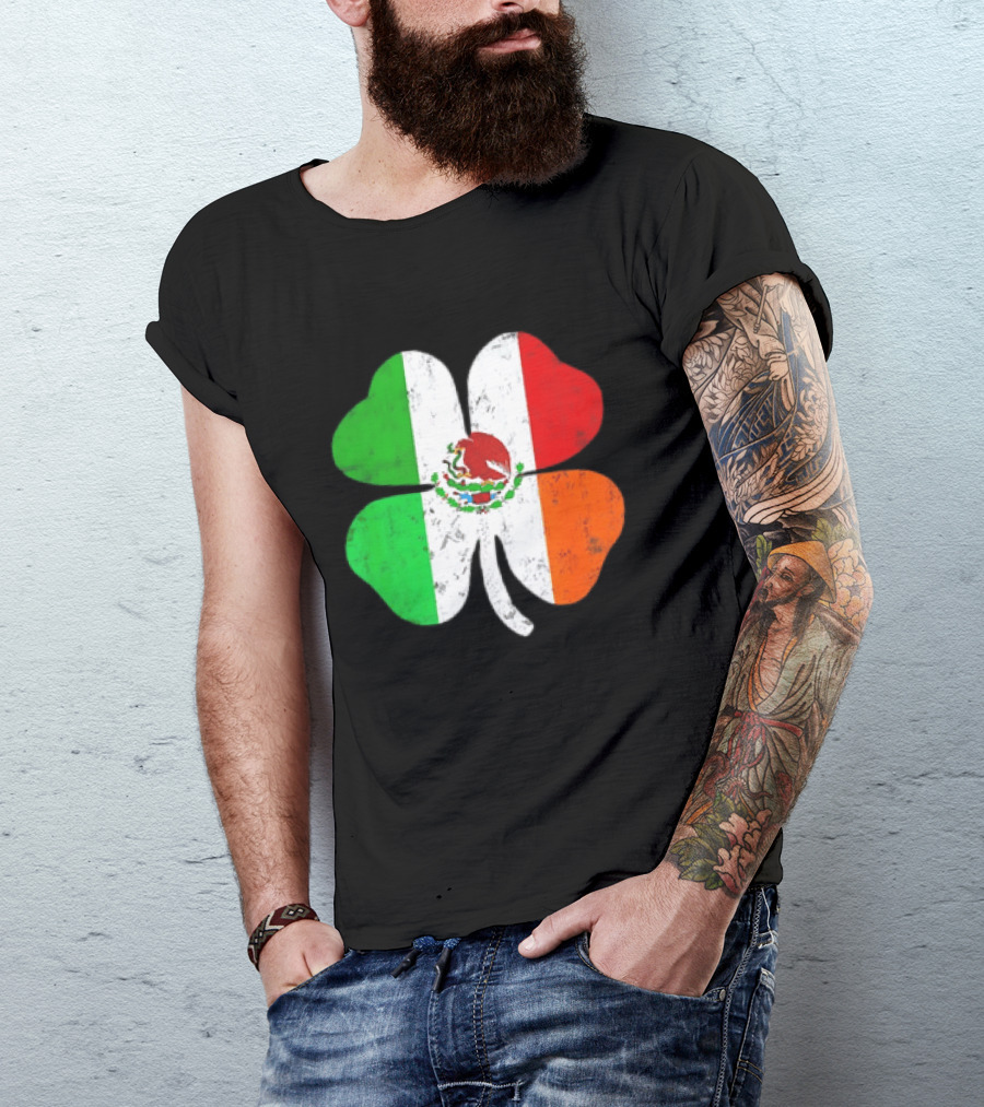 Mexican Irish Shamrock Flag St Patrick's Mexico Ireland Unity T-Shirt