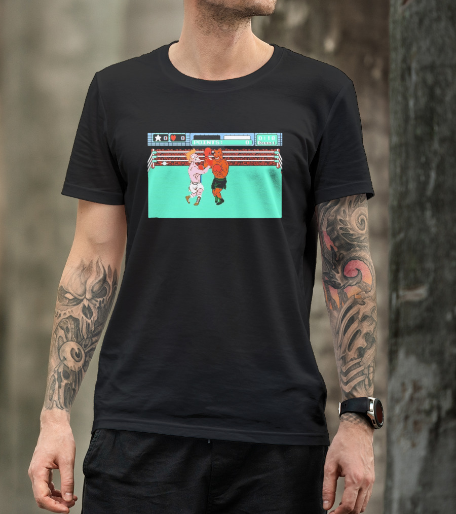 Punch Out NES Classic Mike Tyson Boxing Scene Retro 8 Bit Video Game T-Shirt