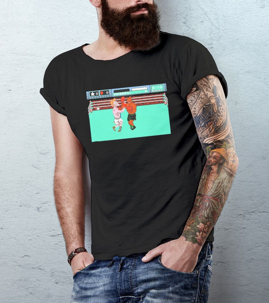 Punch Out NES Classic Mike Tyson Boxing Scene Retro 8 Bit Video Game T-Shirt