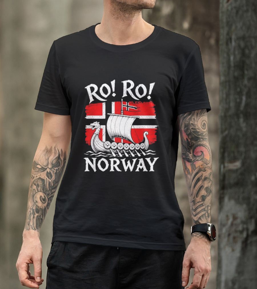 Ro Ro Norway Viking Longship Flag T-Shirt