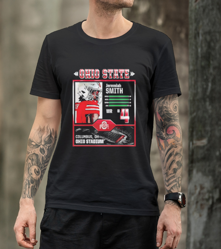 Ohio State Buckeyes Jeremiah Smith Columbus Football Ohio Stadium Number 4 T-Shirt