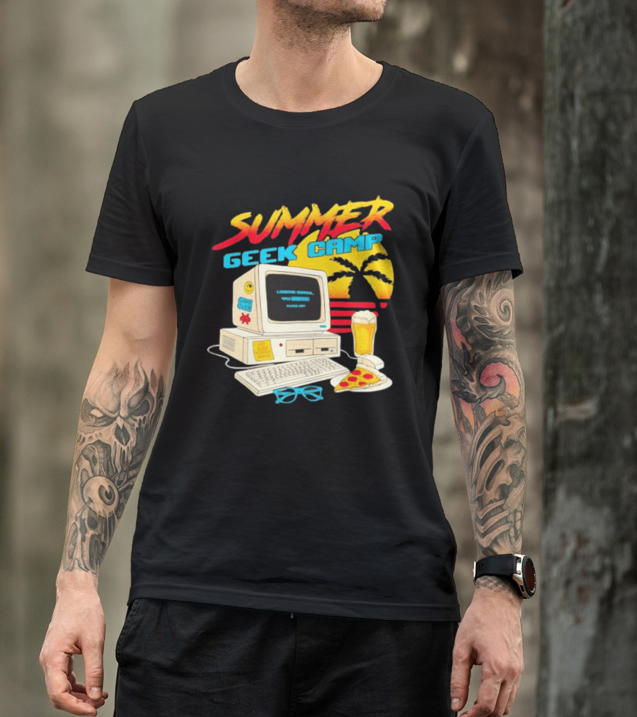 Summer Geek Camp Eat Sleep Code Repeat Loading Computer Pizza Beer T-Shirt