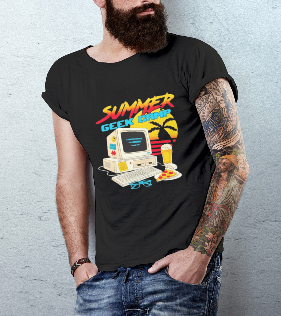 Summer Geek Camp Eat Sleep Code Repeat Loading Computer Pizza Beer T-Shirt