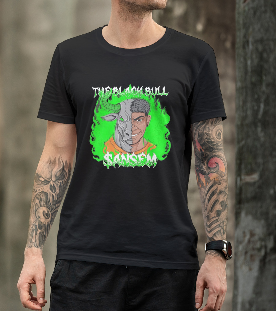 The Black Bull Sansem Half Man Half Bull Green Fire Fusion T-Shirt