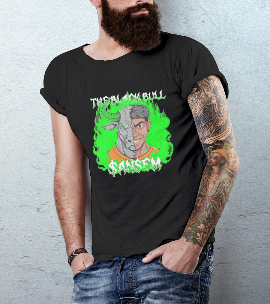 The Black Bull Sansem Half Man Half Bull Green Fire Fusion T-Shirt